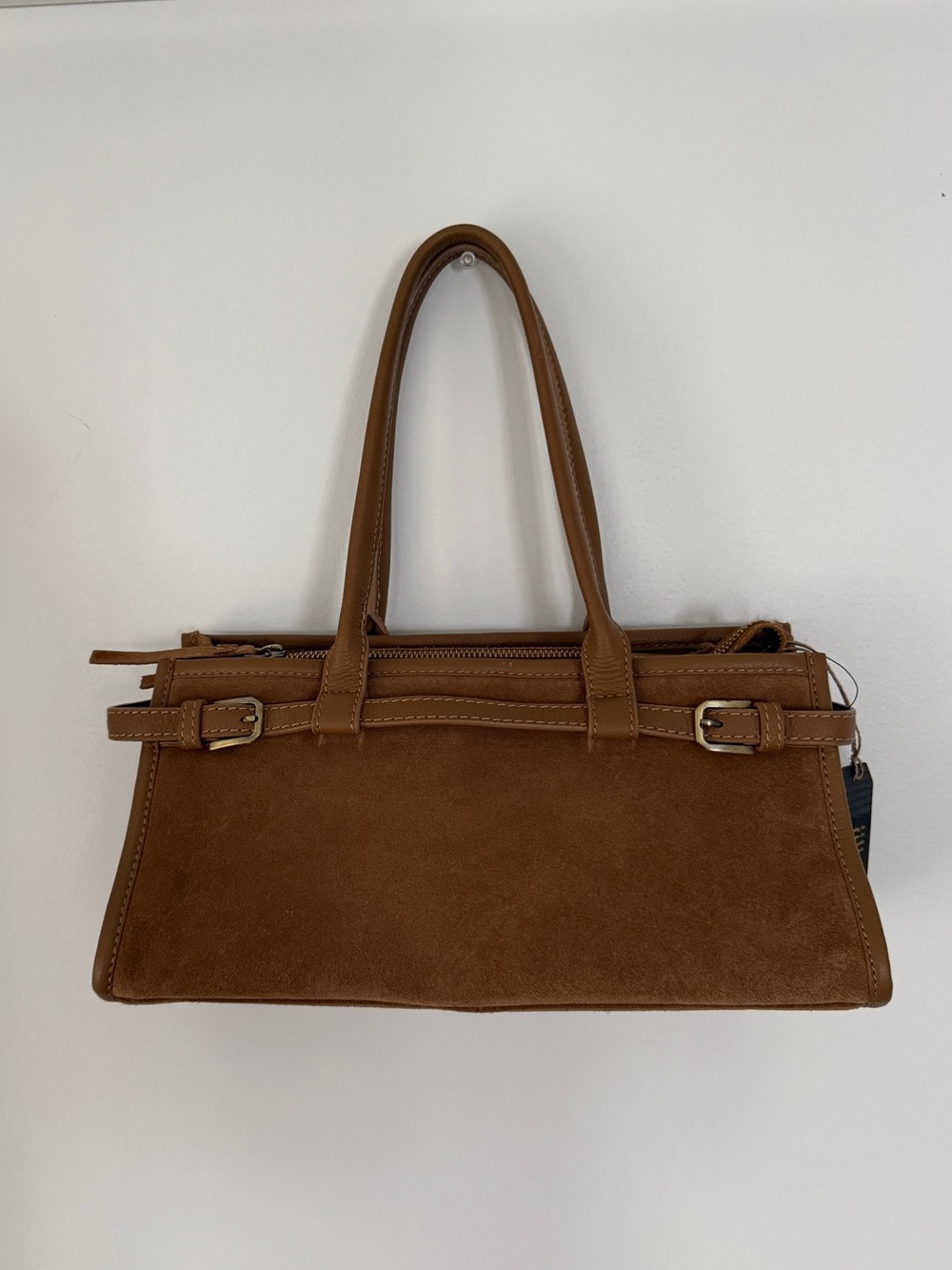 Caramel Brown Suede Satchel